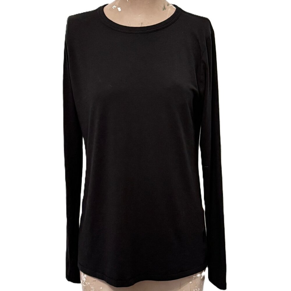 Rag & Bone Women Basic Black Cotton Crew Neck Long Sleeve T-Shirt Large